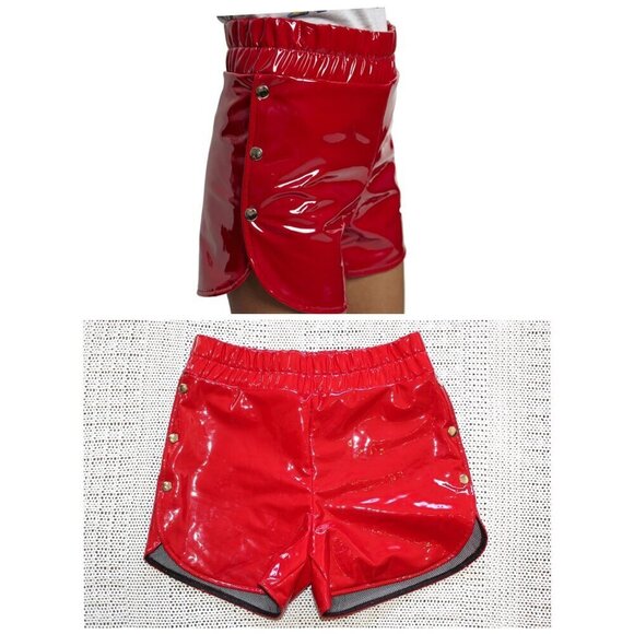 Danielle Guizio Faux leather metallic Red Short Size M Women's Pants Preppy - Picture 1 of 8